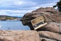 Vintage fashioned old radio on the beach Royalty Free Stock Photo