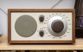 Vintage fashioned radio receiver made of wood