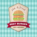 Vintage fast food badge, banner or logo emblem. Royalty Free Stock Photo