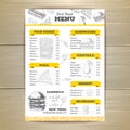 Vintage fast food menu design. Royalty Free Stock Photo