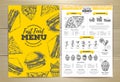 Vintage fast food menu design Royalty Free Stock Photo
