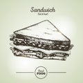Vintage fast food sandwich Royalty Free Stock Photo
