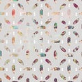 Vintage feather and arrows tribal background pattern in soft pastel colors