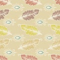 Vintage feather seamless pattern, hand drawn sketch vector illustration Royalty Free Stock Photo