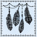 Vintage feathers ethnic pattern Royalty Free Stock Photo