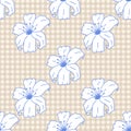 Vintage feedsack seamless pattern in lilies. Print for textile, wallpaper, covers, surface. For fashion fabric. Retro stylization