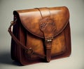 Vintage female shoulder leather bag, generative ai