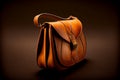 Vintage female shoulder leather bag, generative ai