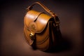 Vintage female shoulder leather bag, generative ai