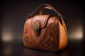 Vintage female shoulder leather bag, generative ai