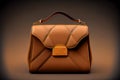 Vintage female shoulder leather bag, generative ai