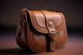 Vintage female shoulder leather bag, generative ai