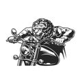 Vintage ferocious bear head motorcyclist