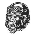 Vintage ferocious gorilla biker head