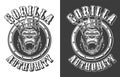 Vintage ferocious gorilla king round emblem