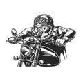 Vintage ferocious wild boar head biker