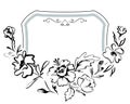 Vintage festive hand-drawn frame with soft flowers. Vector pattern