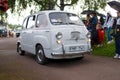 Vintage Fiat 600 Multipla white car with round headlights in the park Royalty Free Stock Photo