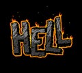 Vintage fiery Hell inscription concept