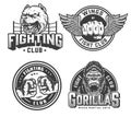 Vintage fight club monochrome logotypes