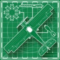 Vintage fighter airplane blueprint