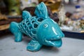 Vintage figurine porcelain glazed fish for sale at Old Jaffa flea market