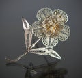 Vintage filigree silver brooch Flower