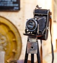 Vintage film camera in the flea market.