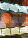 Vintage film negative on colorful texture