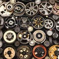 1436 Vintage Film Reels: A retro and vintage-themed background featuring vintage film reels, filmstrips, and retro film accessor