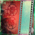 Vintage film strip background and old projector Royalty Free Stock Photo