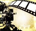 Vintage film strip background and old projector Royalty Free Stock Photo