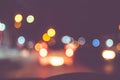 Vintage filter,Blur background of road at night with bokeh light Royalty Free Stock Photo