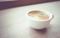 Vintage filter :Close up Espresso Coffee cup on wood table in ca Royalty Free Stock Photo