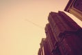 Vintage filter : Looking up to construction building Royalty Free Stock Photo