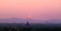 Vintage filter : Silhouette Sunset scene with Pagoda field in Ba Royalty Free Stock Photo