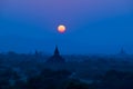 Vintage filter : Silhouette Sunset scene with Pagoda field in Ba Royalty Free Stock Photo