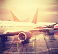 Vintage filtered picture of airport, transport and travel concept. Royalty Free Stock Photo