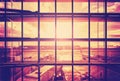 Vintage filtered picture of an airport. Royalty Free Stock Photo