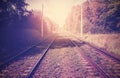 Vintage filtered picture of railroad tracks Royalty Free Stock Photo