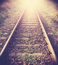 Vintage filtered picture of railway tracks Royalty Free Stock Photo
