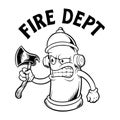 Vintage fire dept hydrant axe black and white Royalty Free Stock Photo