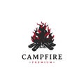 vintage fire flame logo design bonfire camp vector illustration Royalty Free Stock Photo