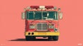 Vintage Fire Truck Front View on Solid Color Background Royalty Free Stock Photo