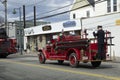 A vintage fire truck during a Saint Patrick\'s Day Parade, Long Island, New your, USA