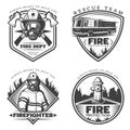 Vintage Firefighting Emblems Set Royalty Free Stock Photo