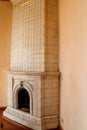 Vintage fireplace in living room of abandoned palace Royalty Free Stock Photo