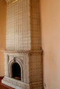 Vintage fireplace in living room of abandoned palace Royalty Free Stock Photo
