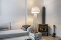 Vintage fireplace in modern interior