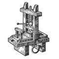 Vintage printing press sketch engraving vector